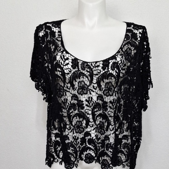 Torrid Black Witchy Whimsigoth Crochet See Through Boho Relaxed Fit Top Size 3X - Picture 12 of 14